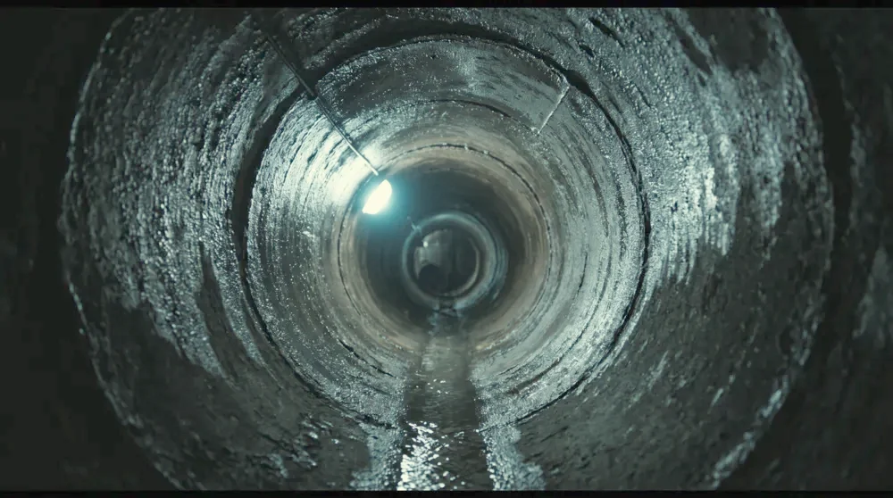 Generated illustration of an open pipe with a visible wall